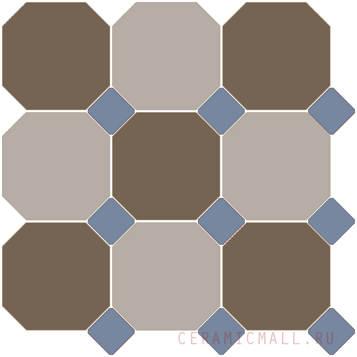 Octagon New Coffe Brown 29 Beige 01/Blue Cobalt 11 Dots 30x30